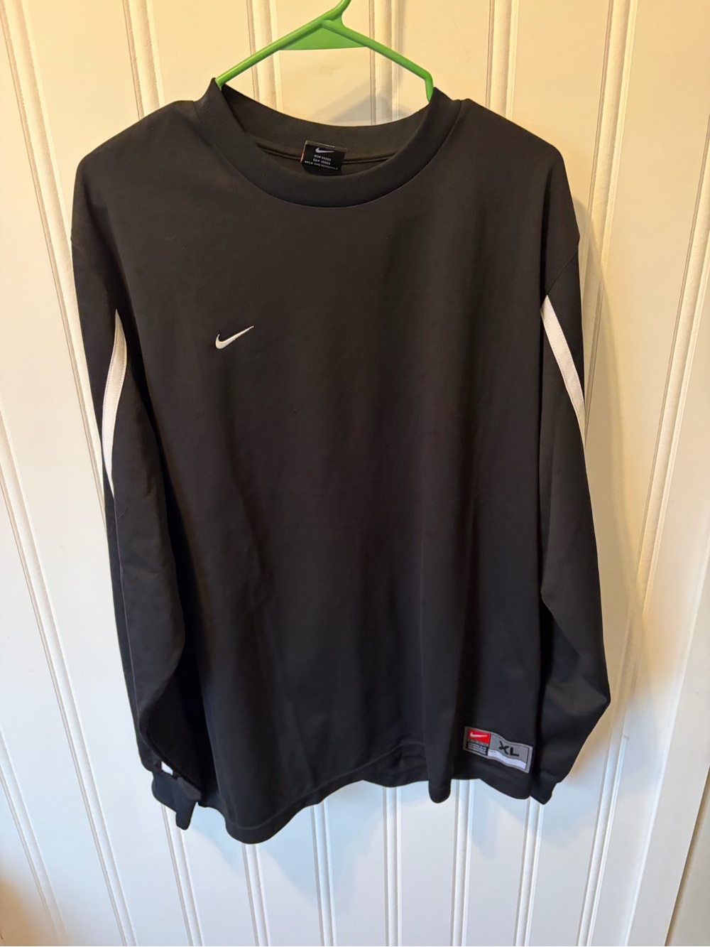 Vintage Y2K Nike Team Red Tag Long Sleeve Shirt Black White Swoosh Mens XL
